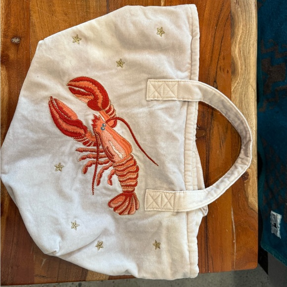 Lobster Embroidered Tan Tote Bag - Picture 6 of 6